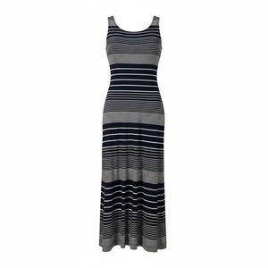 Anthropologie Maeve Edisto Column Midi Dress XS Navy White Striped